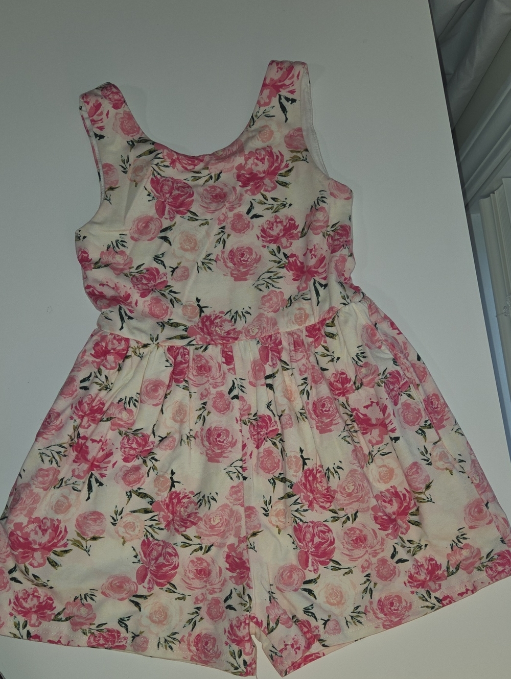 Swewt Honey Girls Floral Pink & Cream Sleeveless Leggy Romper